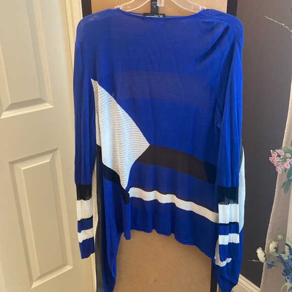 INC International Concepts blue white black open sweater 0X - Picture 7 of 7
